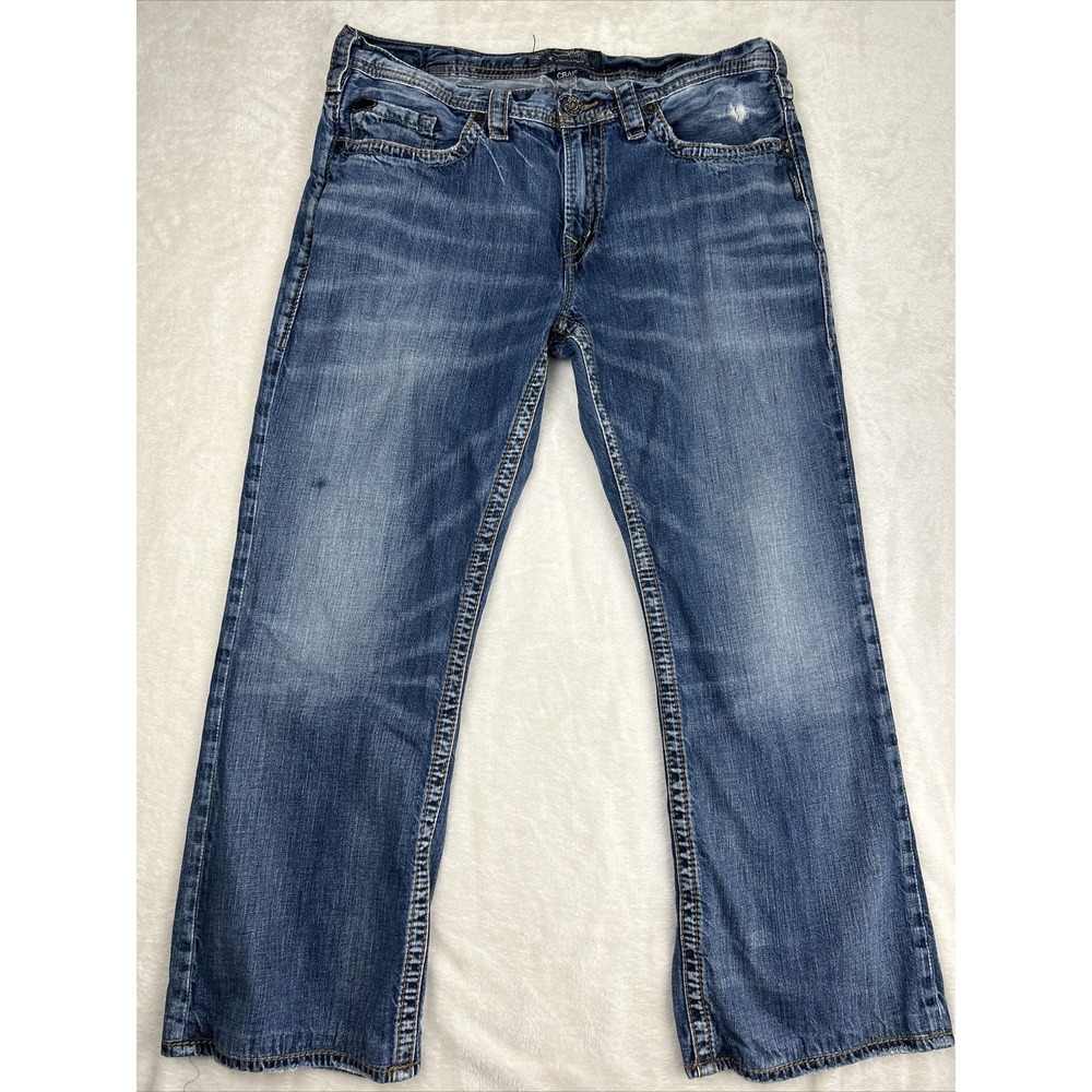 Silver Jeans Mens 36x28* Craig Bootcut Blue Dark Denim Stretch Western Rodeo